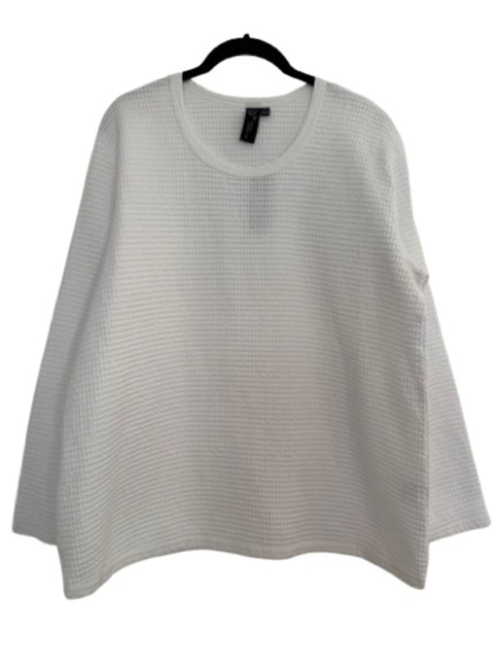 NWT Focus Casual Life White Textured Waffle Knit Long Sleeve Top Lagenlook